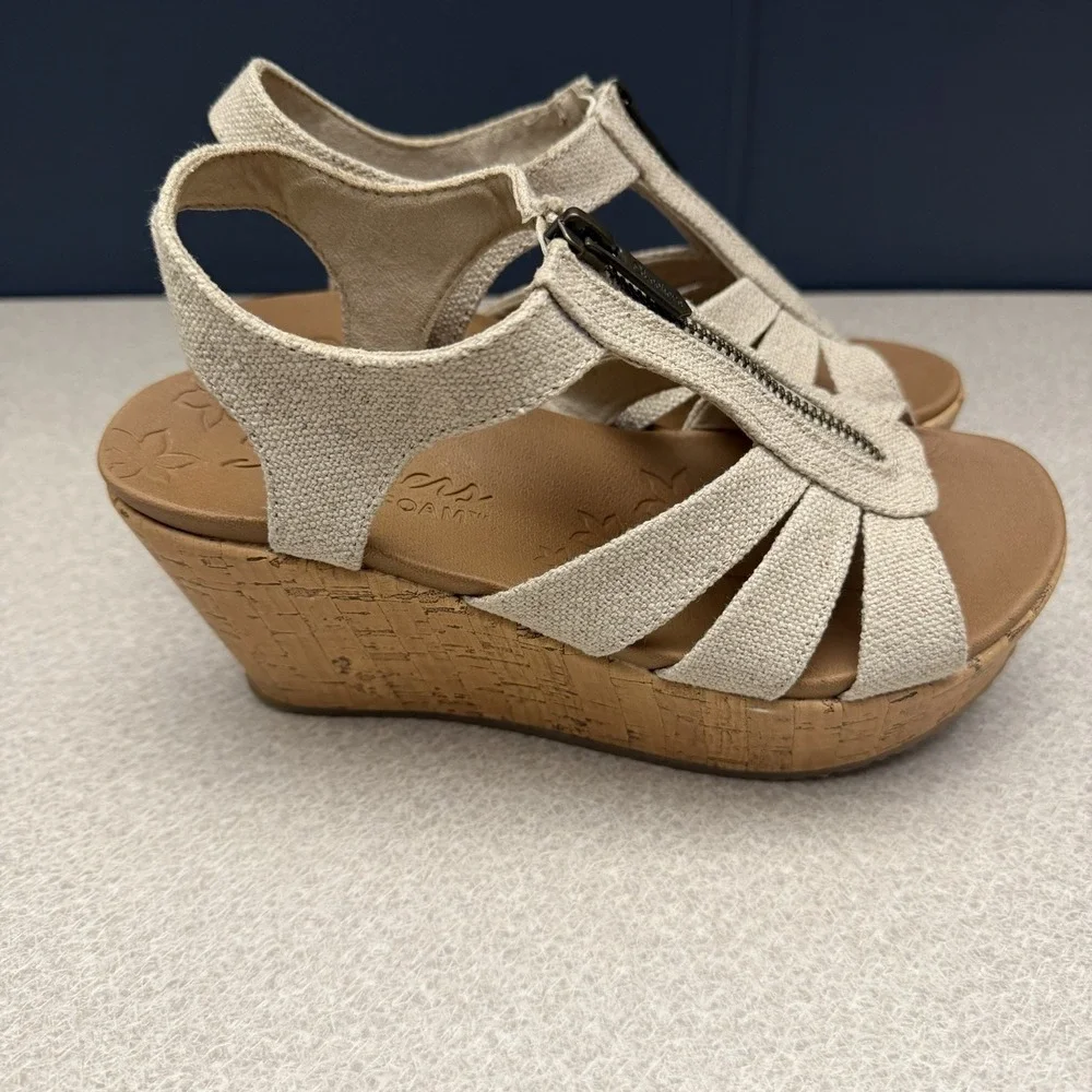 Women's Skechers Cali Brit Natural Platform Wedge Sandals Zip Closure US Sz 6 - Picture 3 of 10
